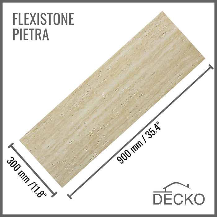 Flexible 3D Stone Wall Panels - PIETRA TRAVERTINO GOLD - Box of 16 panels (900x300mm) 4.32m² coverage | DECKO Flexistone