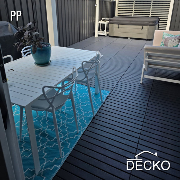Deck Tiles - GREYSLAT - Interlocking PP Flooring - High End Polypropylene | 100% Recyclable | DECKO Lite (608x304x20 mm tile)
