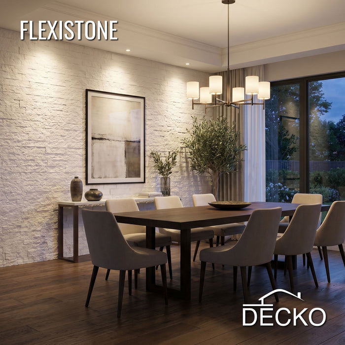 Flexible 3D Stone Wall Panels - BRICO NATURALE - Box of 12 Interlocking Peel-and-Stick Panels 1.08m² coverage | DECKO Flexistone