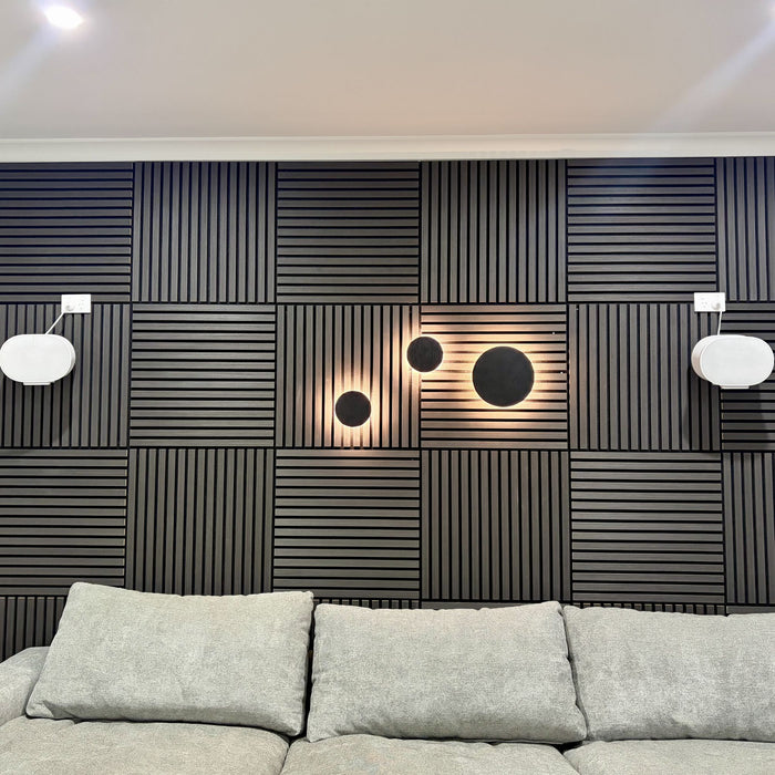 Acoustic Sound Dampening Wall Panels - EBONY Long - box of 3 panels (1200x600mm) 2.16 m² coverage | DECKO SOUNDSCAPE
