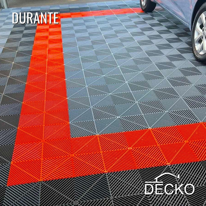 Garage Tile - RED - Interlocking PP Flooring - High End Polypropylene | 100% Recyclable | DECKO DURANTE (400x400x18 mm tile)