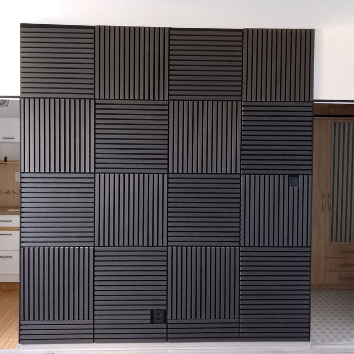 Acoustic Sound Dampening Wall Panels - EBONY Square - box of 5 panels (600x600mm) 1.8 m² coverage | DECKO SOUNDSCAPE