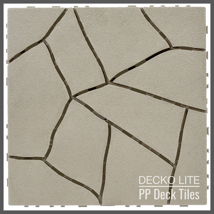 Deck Tiles - BEIGESTONE - Interlocking PP Flooring - High End Polypropylene | 100% Recyclable | DECKO Lite (304x304x20 mm tile)