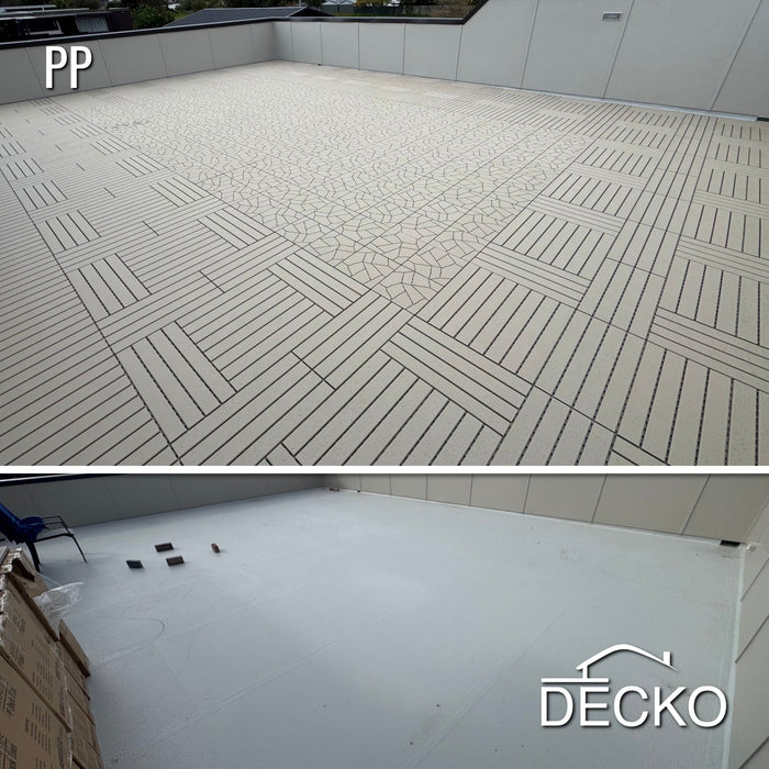 Deck Tiles - BEIGESLAT - Interlocking PP Flooring - High End Polypropylene | 100% Recyclable | DECKO Lite (608x304x20 mm tile)