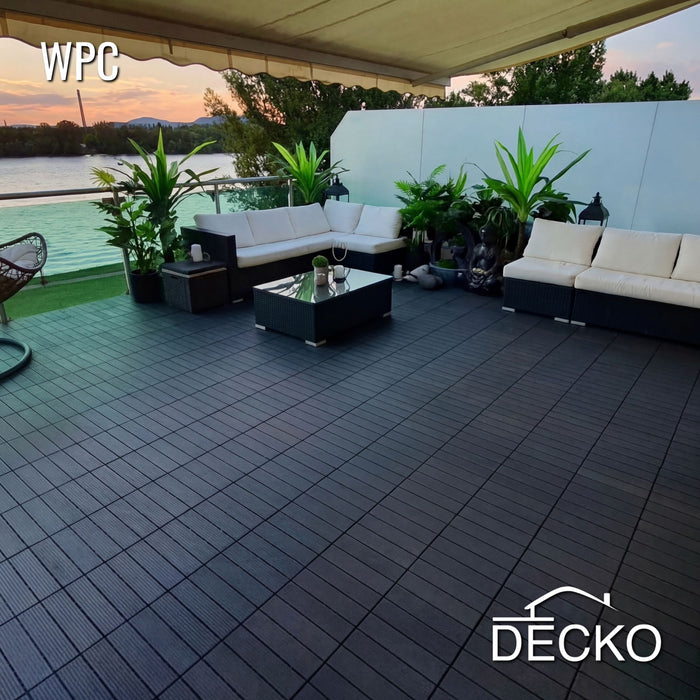 Deck Tiles - Premium WPC Interlocking - CHARCOAL | DECKO (300x300x20 mm tile) - (One Piece)