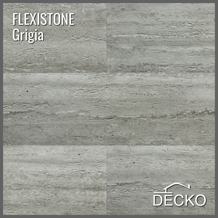 Flexible 3D Stone Wall Panels - PIETRA GRIGIA - Box of 16 panels (900x300mm) 4.32m² coverage | DECKO Flexistone