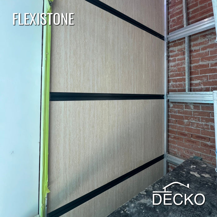 Flexible 3D Stone Wall Panels - GRANDE TRAVERTINO GOLD - Box of 6 panels (1200x600mm) 4.32m² coverage | DECKO Flexistone