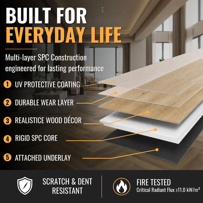 SPC Hybrid Vinyl Plank Flooring - LEGNO - Waterproof Stone Plastic Composite | DECKO (2.23 m² box)