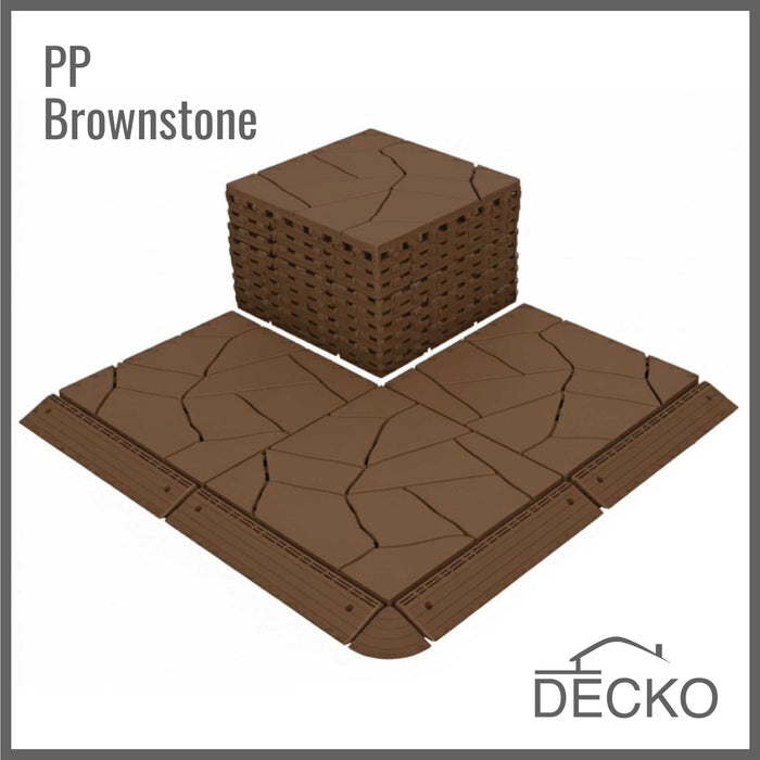 Deck Tiles - BROWNSTONE - Interlocking PP Flooring - High End Polypropylene | 100% Recyclable | DECKO Lite (304x304x20 mm tile)