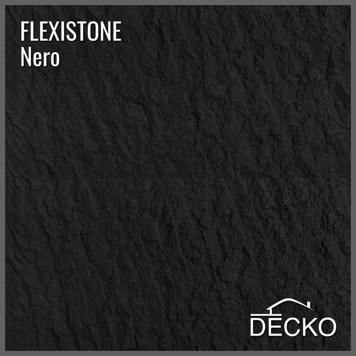 Flexible 3D Stone Wall Panels - GRANDE NERO - Box of 5 serial panels (1200x600mm) 3.6m² coverage | DECKO Flexistone