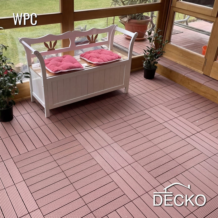 Deck Tiles - Premium WPC Interlocking - BROWN | DECKO (300x300x20 mm tile) - (One Piece)