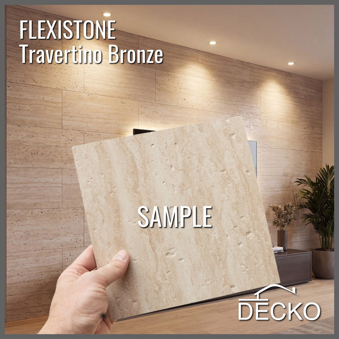 Flexible 3D Stone Wall Panel Sample - PIETRA TRAVERTINO BRONZE | DECKO Flexistone - Free Shipping