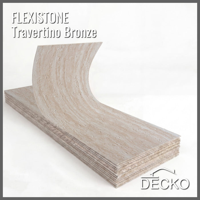 Flexible 3D Stone Wall Panels - PIETRA TRAVERTINO BRONZE - Box of 16 panels (900x300mm) 4.32m² coverage | DECKO Flexistone - (custom order only)