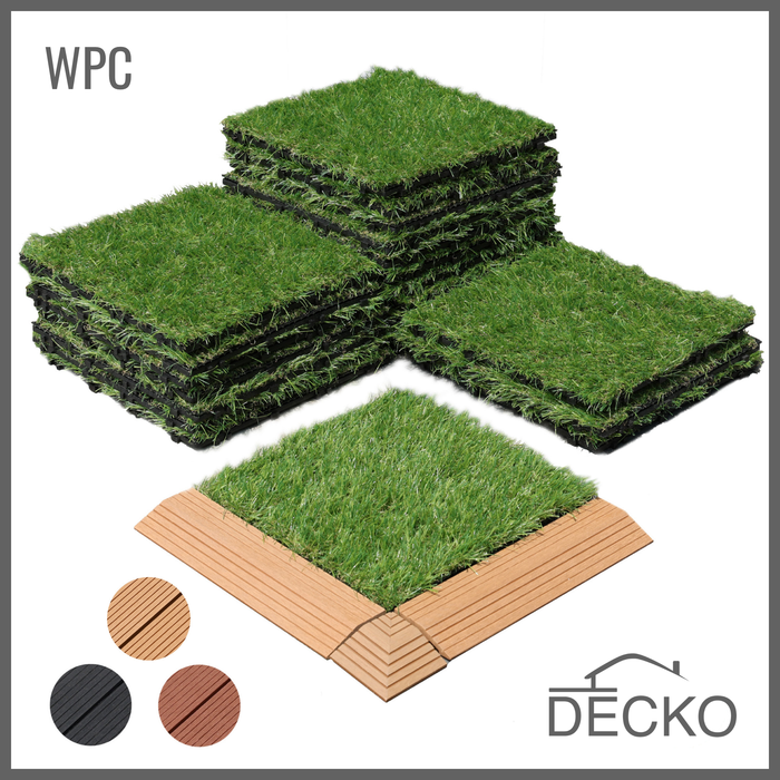 Artificial Grass Tiles - Premium Interlocking Turf | DECKO (300x300x20 mm tile) - (One Piece)
