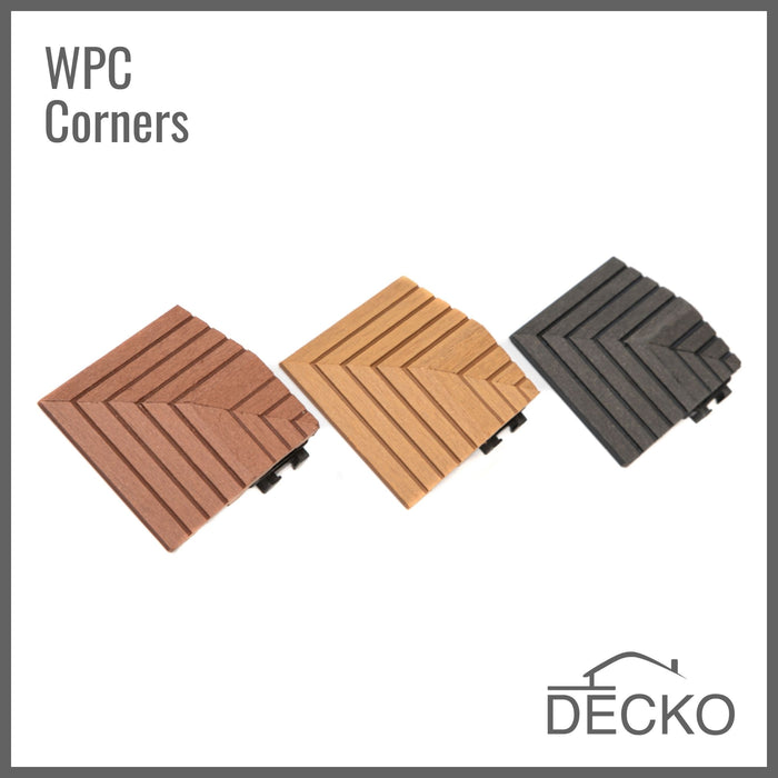 Deck Tile Corner Ramp Edge - for Premium WPC Interlocking Tiles | DECKO (80 x 80 x 20 mm) - (One Piece)