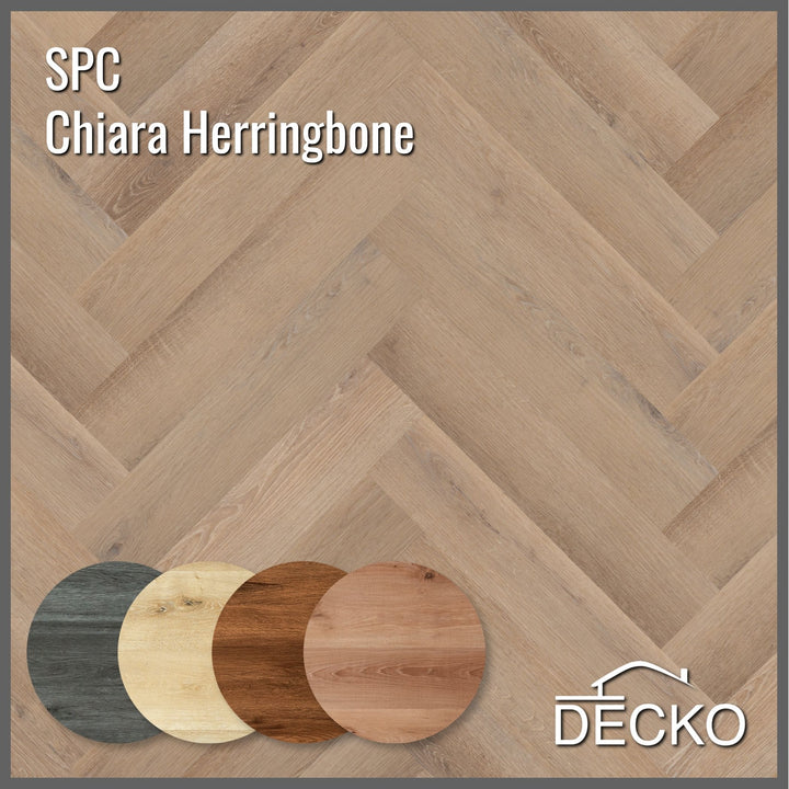 SPC Hybrid Vinyl Plank Flooring - CHIARA Herringbone - Waterproof Stone Plastic Composite | DECKO (1.64 m² box)