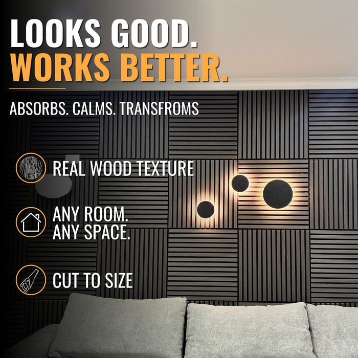 Acoustic Sound Dampening Wall Panels - OAK Square - box of 5 panels (600x600mm) 1.8 m² coverage | DECKO SOUNDSCAPE