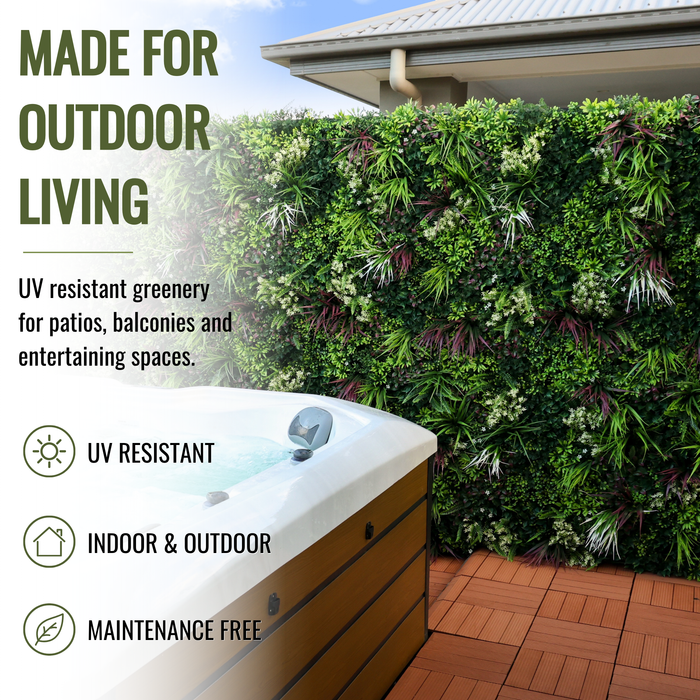 Artificial Plants Green Wall Panel - ARBOREA - 500x500mm | DECKO VERDURE (0.25 m² panel)