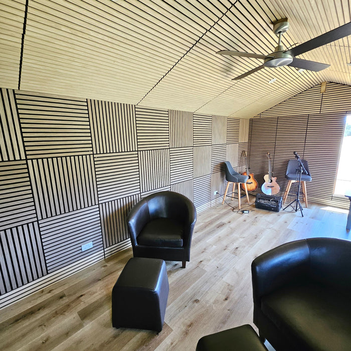 Acoustic Sound Dampening Wall Panels - MAPLE Long - box of 3 panels (1200x600mm) 2.16 m² coverage | DECKO SOUNDSCAPE