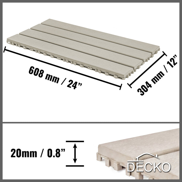 Deck Tiles - BROWNSLAT - Interlocking PP Flooring - High End Polypropylene | 100% Recyclable | DECKO Lite (608x304x20 mm tile)