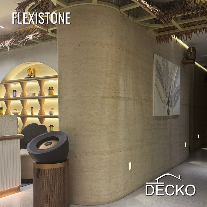 Flexible 3D Stone Wall Panels - GRANDE TRAVERTINO GOLD - Box of 6 panels (1200x600mm) 4.32m² coverage | DECKO Flexistone
