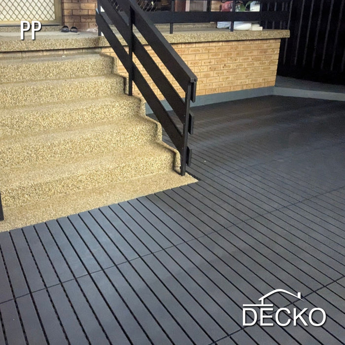 Deck Tiles - GREYSLAT - Interlocking PP Flooring - High End Polypropylene | 100% Recyclable | DECKO Lite (608x304x20 mm tile)