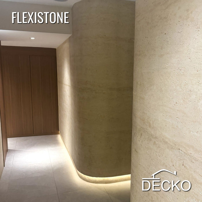 Flexible 3D Stone Wall Panels - PIETRA TRAVERTINO GOLD - Box of 16 panels (900x300mm) 4.32m² coverage | DECKO Flexistone