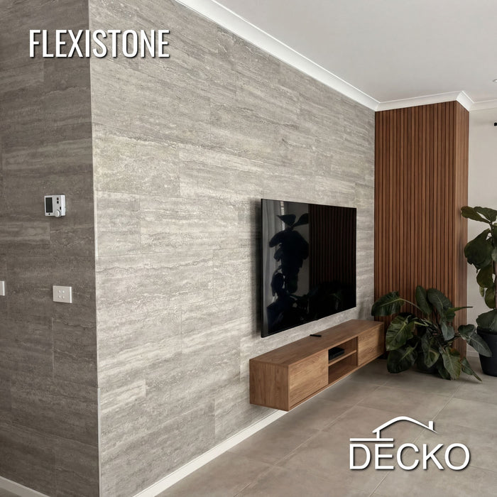 Flexible 3D Stone Wall Panels - PIETRA GRIGIA - Box of 16 panels (900x300mm) 4.32m² coverage | DECKO Flexistone
