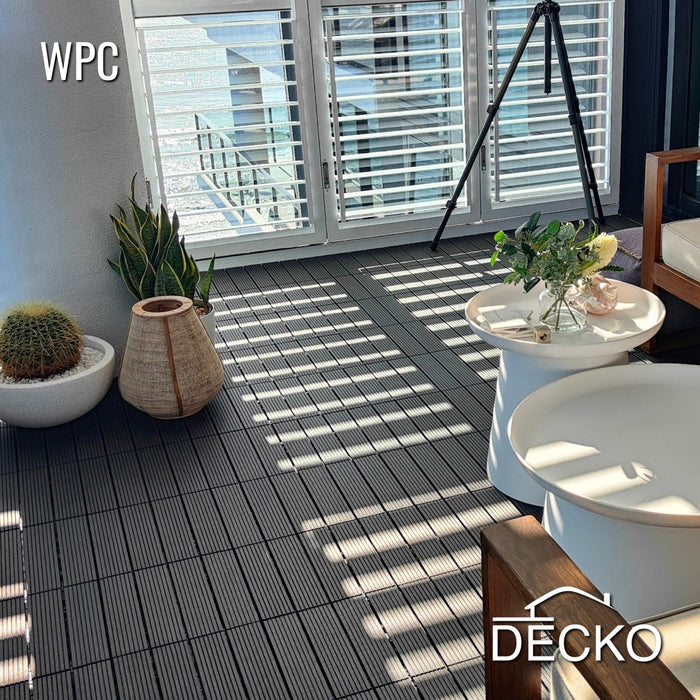 Deck Tiles - Premium WPC Interlocking - CHARCOAL | DECKO (300x300x20 mm tile) - (One Piece)