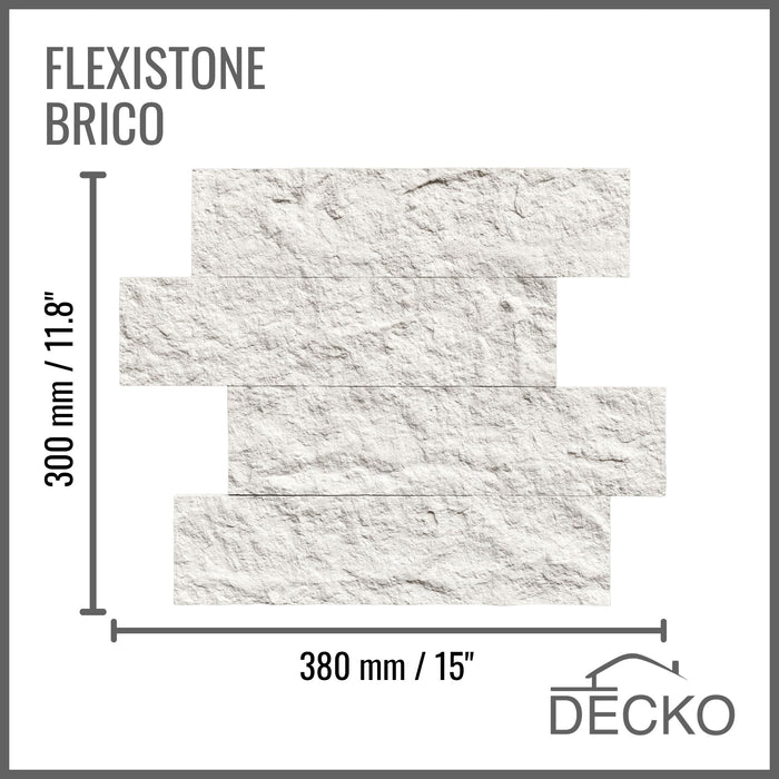 Flexible 3D Stone Wall Panels - BRICO NATURALE - Box of 12 Interlocking Peel-and-Stick Panels 1.08m² coverage | DECKO Flexistone