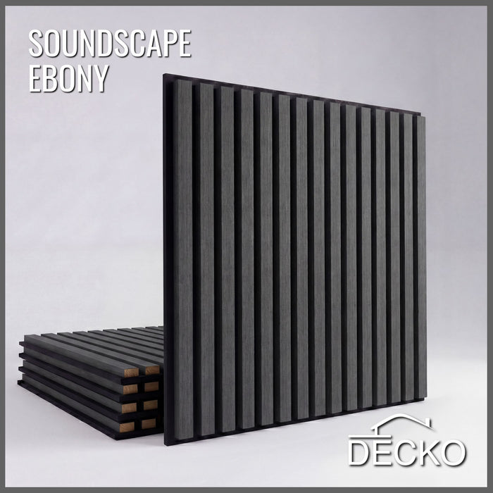 Acoustic Sound Dampening Wall Panels - EBONY Square - box of 5 panels (600x600mm) 1.8 m² coverage | DECKO SOUNDSCAPE