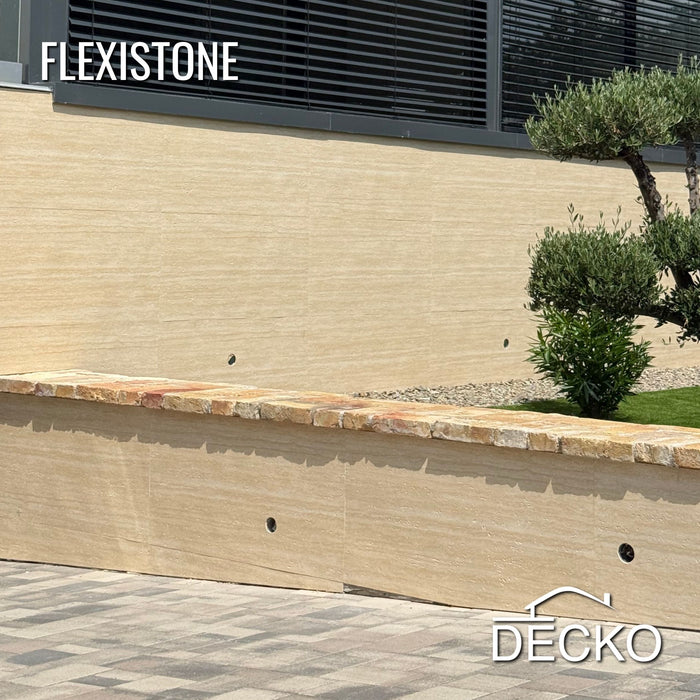 Flexible 3D Stone Wall Panels - PIETRA TRAVERTINO GOLD - Box of 16 panels (900x300mm) 4.32m² coverage | DECKO Flexistone