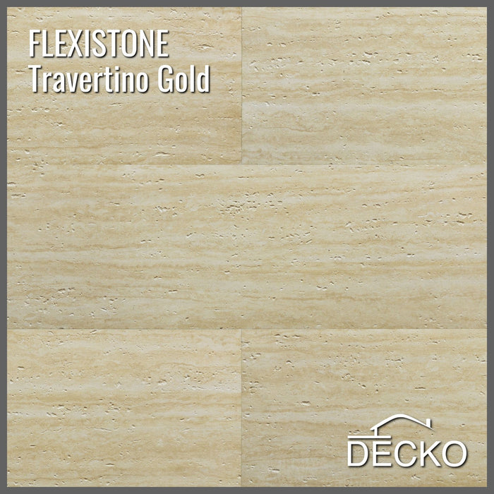 Flexible 3D Stone Wall Panels - PIETRA TRAVERTINO GOLD - Box of 16 panels (900x300mm) 4.32m² coverage | DECKO Flexistone