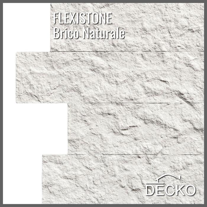 Flexible 3D Stone Wall Panels - BRICO NATURALE - Box of 12 Interlocking Peel-and-Stick Panels 1.08m² coverage | DECKO Flexistone