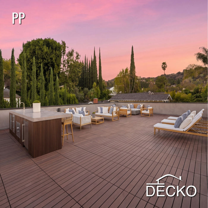 Deck Tiles - BROWNSLAT - Interlocking PP Flooring - High End Polypropylene | 100% Recyclable | DECKO Lite (608x304x20 mm tile)