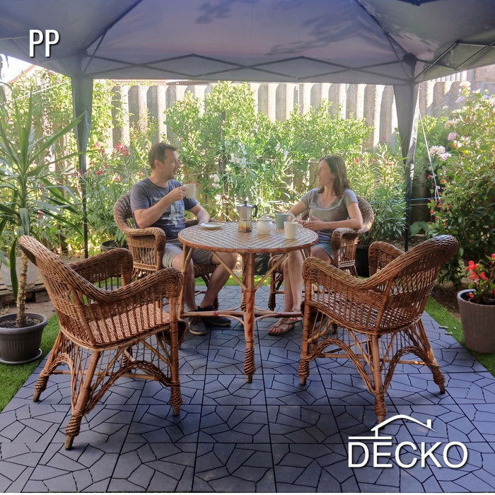 Deck Tiles - GREYSTONE - Interlocking PP Flooring - High End Polypropylene | 100% Recyclable | DECKO Lite (304x304x20 mm tile)