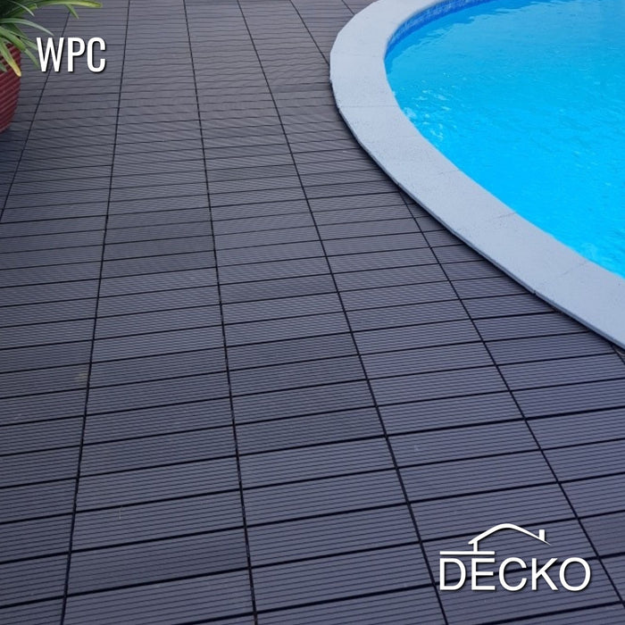 Deck Tiles - Premium WPC Interlocking - CHARCOAL | DECKO (300x300x20 mm tile) - (One Piece)