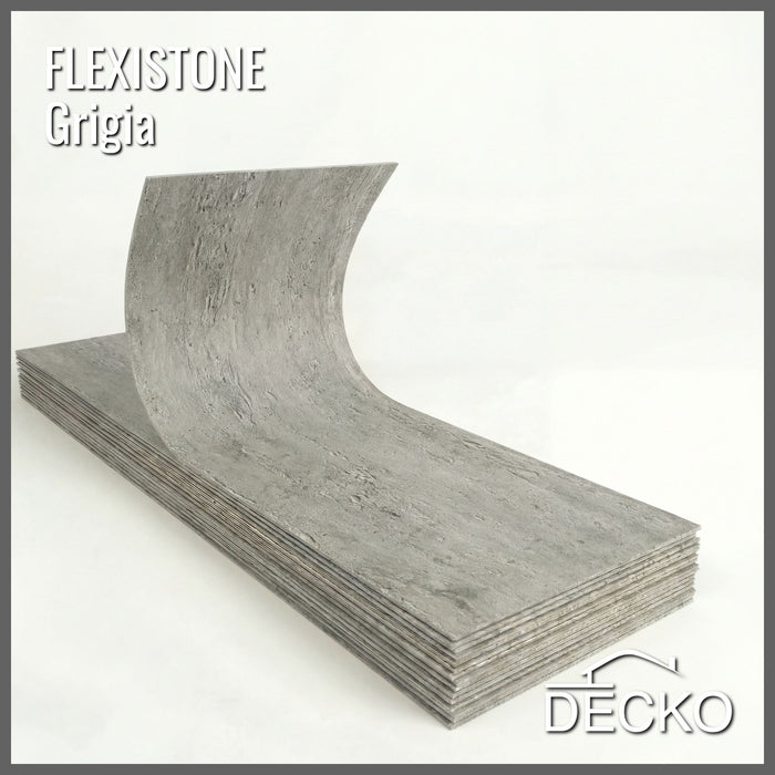 Flexible 3D Stone Wall Panels - PIETRA GRIGIA - Box of 16 panels (900x300mm) 4.32m² coverage | DECKO Flexistone