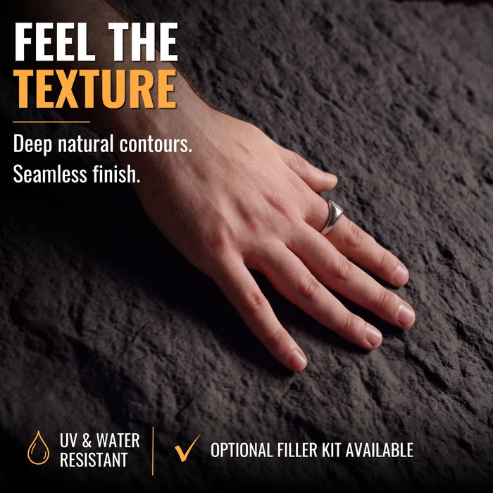 Flexible 3D Stone Wall Panels - GRANDE NERO - Box of 5 serial panels (1200x600mm) 3.6m² coverage | DECKO Flexistone