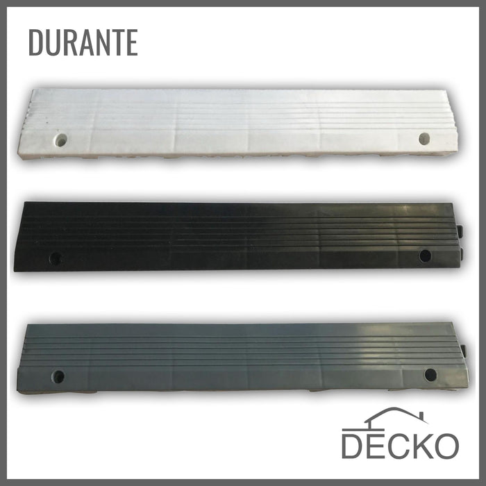Garage Tile Ramp Edge for Interlocking PP Flooring - High End Polypropylene | 100% Recyclable | DECKO DURANTE (400x60x18 mm)