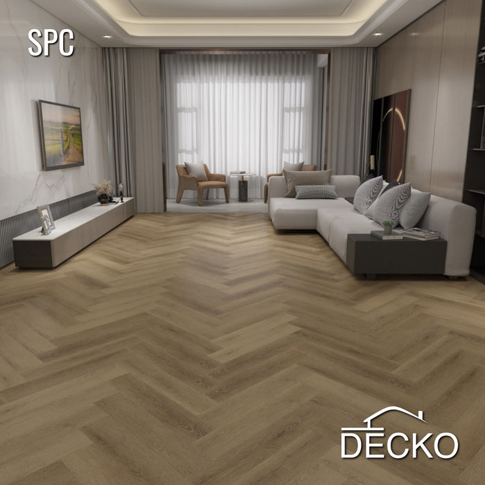 SPC Hybrid Vinyl Plank Flooring - CHIARA Herringbone - Waterproof Stone Plastic Composite | DECKO (1.64 m² box)