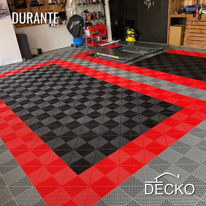 Garage Tile - RED - Interlocking PP Flooring - High End Polypropylene | 100% Recyclable | DECKO DURANTE (400x400x18 mm tile)