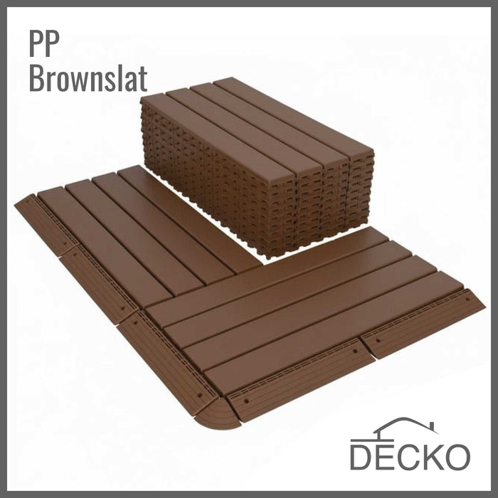 Deck Tiles - BROWNSLAT - Interlocking PP Flooring - High End Polypropylene | 100% Recyclable | DECKO Lite (608x304x20 mm tile)