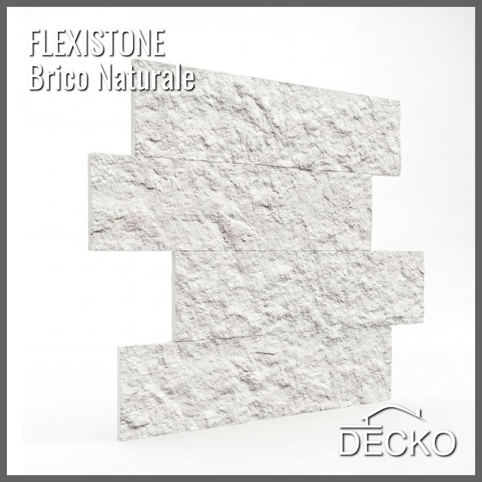 Flexible 3D Stone Wall Panels - BRICO NATURALE - Box of 12 Interlocking Peel-and-Stick Panels 1.08m² coverage | DECKO Flexistone