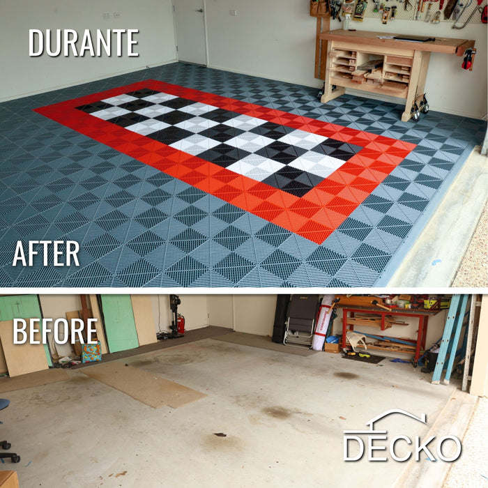 Garage Tile - WHITE - Interlocking PP Flooring - High End Polypropylene | 100% Recyclable | DECKO DURANTE (400x400x18 mm tile)