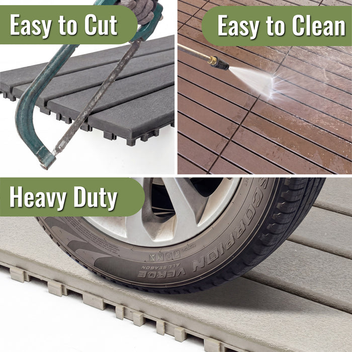 Deck Tiles - GREYSLAT - Interlocking PP Flooring - High End Polypropylene | 100% Recyclable | DECKO Lite (608x304x20 mm tile)