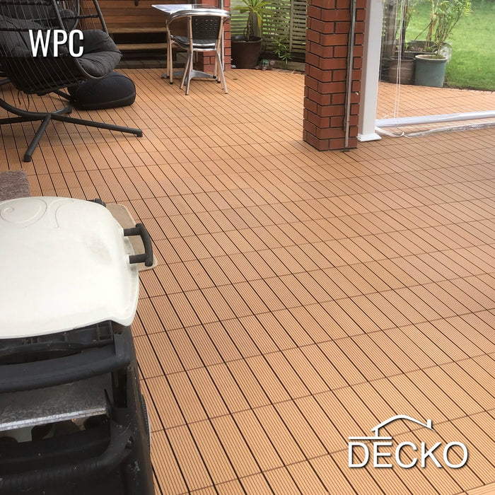 Deck Tiles - Premium WPC Interlocking - TEAK | DECKO (300x300x20 mm tile) - (One Piece)