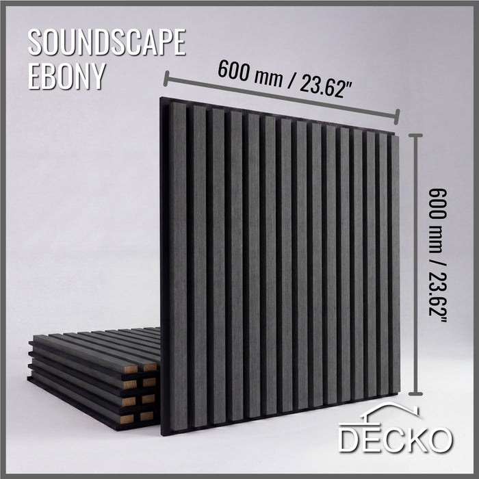 Acoustic Sound Dampening Wall Panels - EBONY Square - box of 5 panels (600x600mm) 1.8 m² coverage | DECKO SOUNDSCAPE