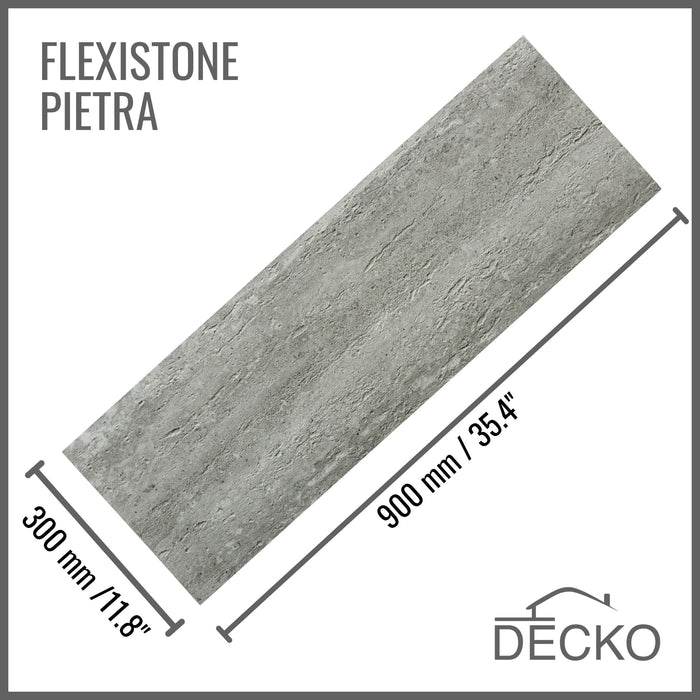 Flexible 3D Stone Wall Panels - PIETRA GRIGIA - Box of 16 panels (900x300mm) 4.32m² coverage | DECKO Flexistone
