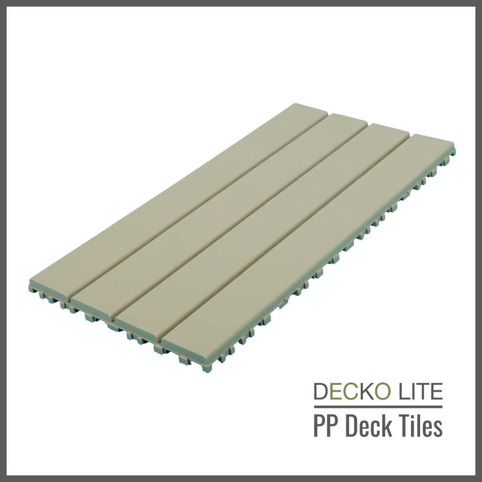 Deck Tiles - BEIGESLAT - Interlocking PP Flooring - High End Polypropylene | 100% Recyclable | DECKO Lite (608x304x20 mm tile)